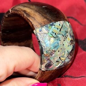 Wood and abalone bangle